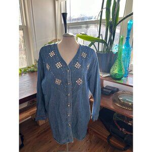 Bedazzled Vintage Demin Blazer Jacket Large Jeans Material over shirt